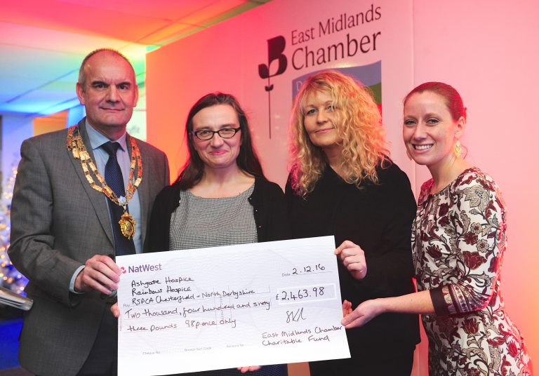 East Midlands Chamber awards nearly £2,500 to three local charities